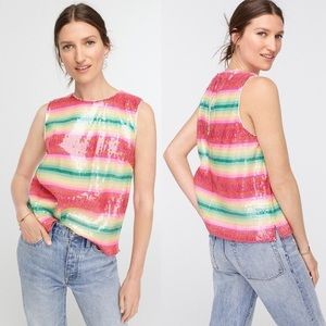 NWT J.Crew sequin watermelon stripe top Medium